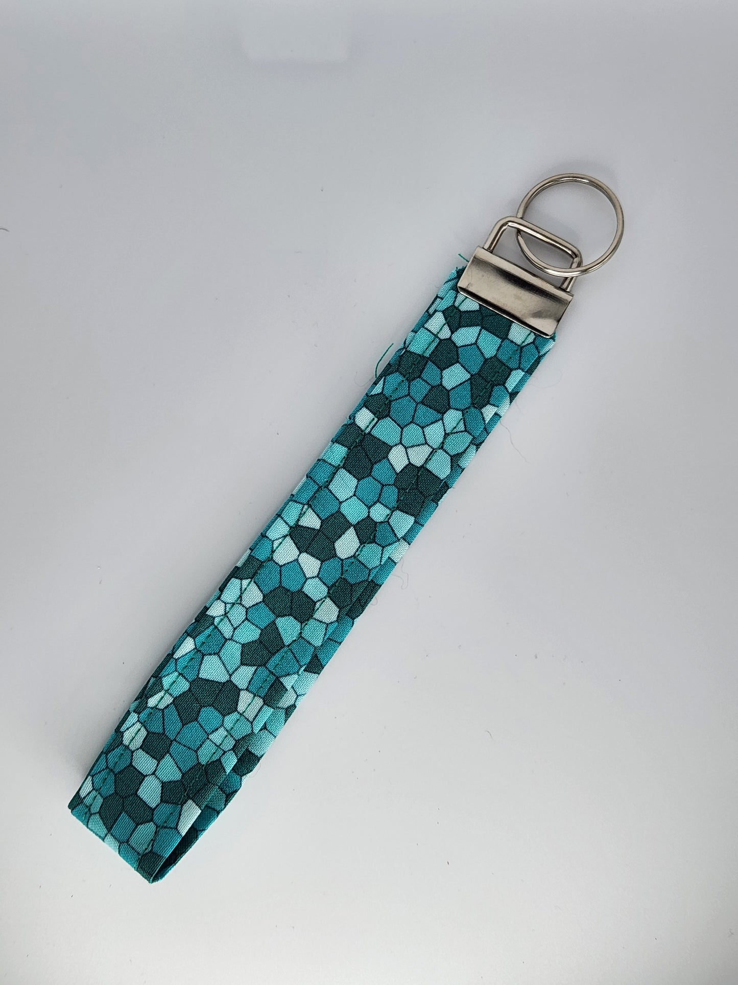 Blue Sea Glass Wrist Lanyard for Keys