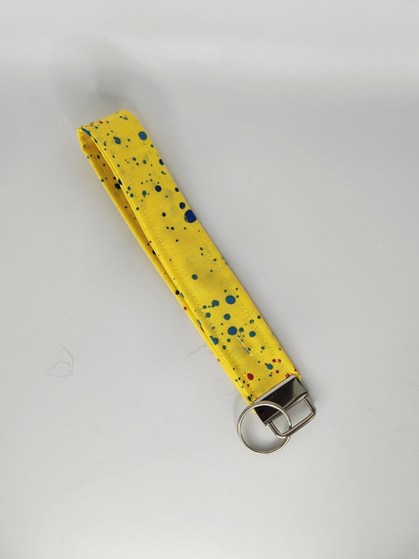 Yellow Paint Splatter Wrist Lanyard for Keys