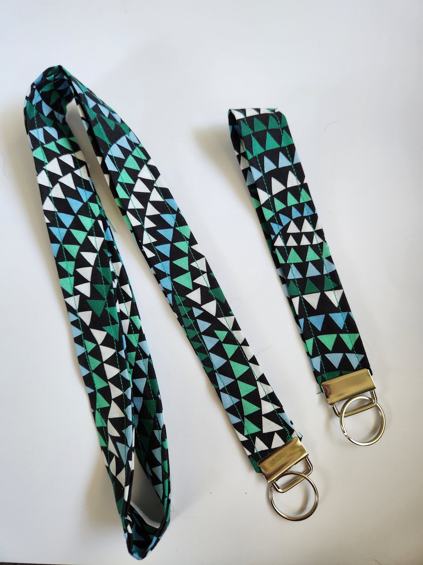 Blue/Green Triangles Wrist Lanyard for Keys