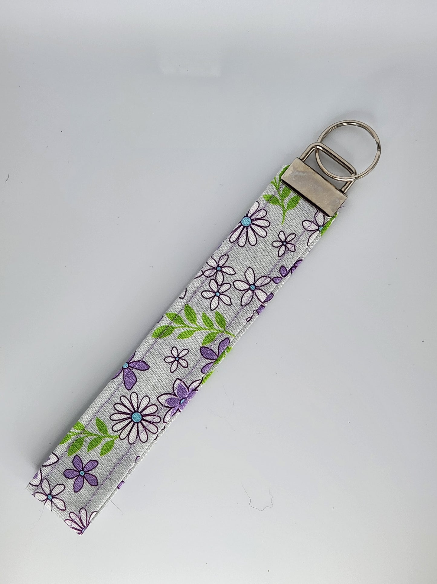 Purple Floral Wrist Lanyard for Keys