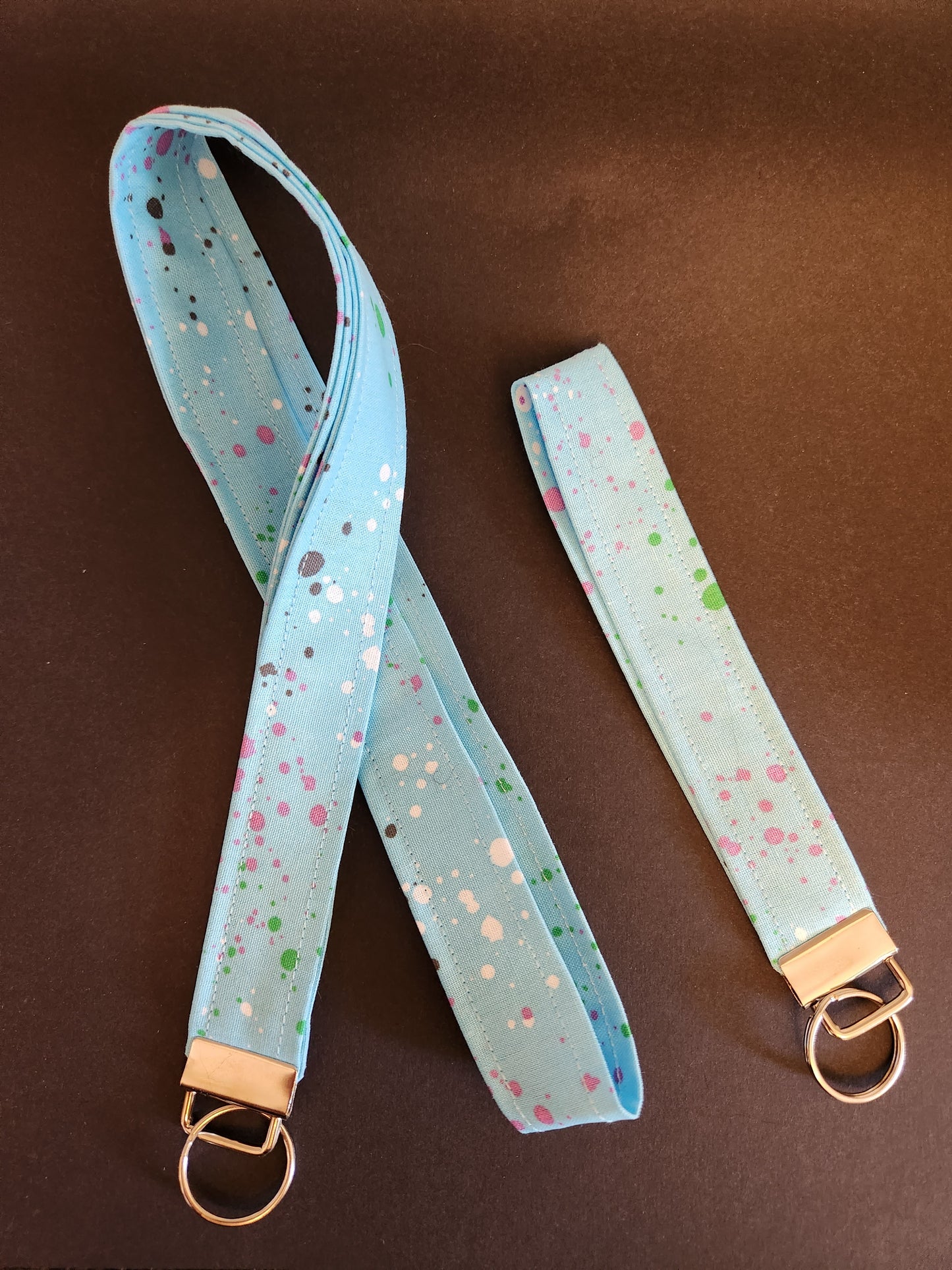 Blue Paint Splatter Wrist Lanyard for Keys