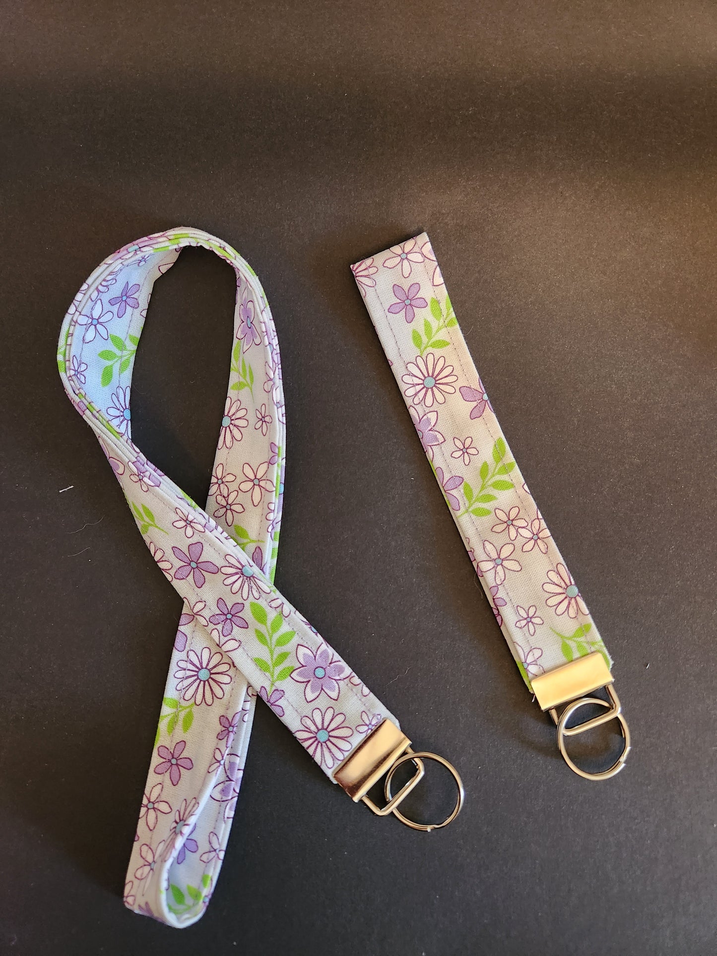 Purple Floral Wrist Lanyard for Keys