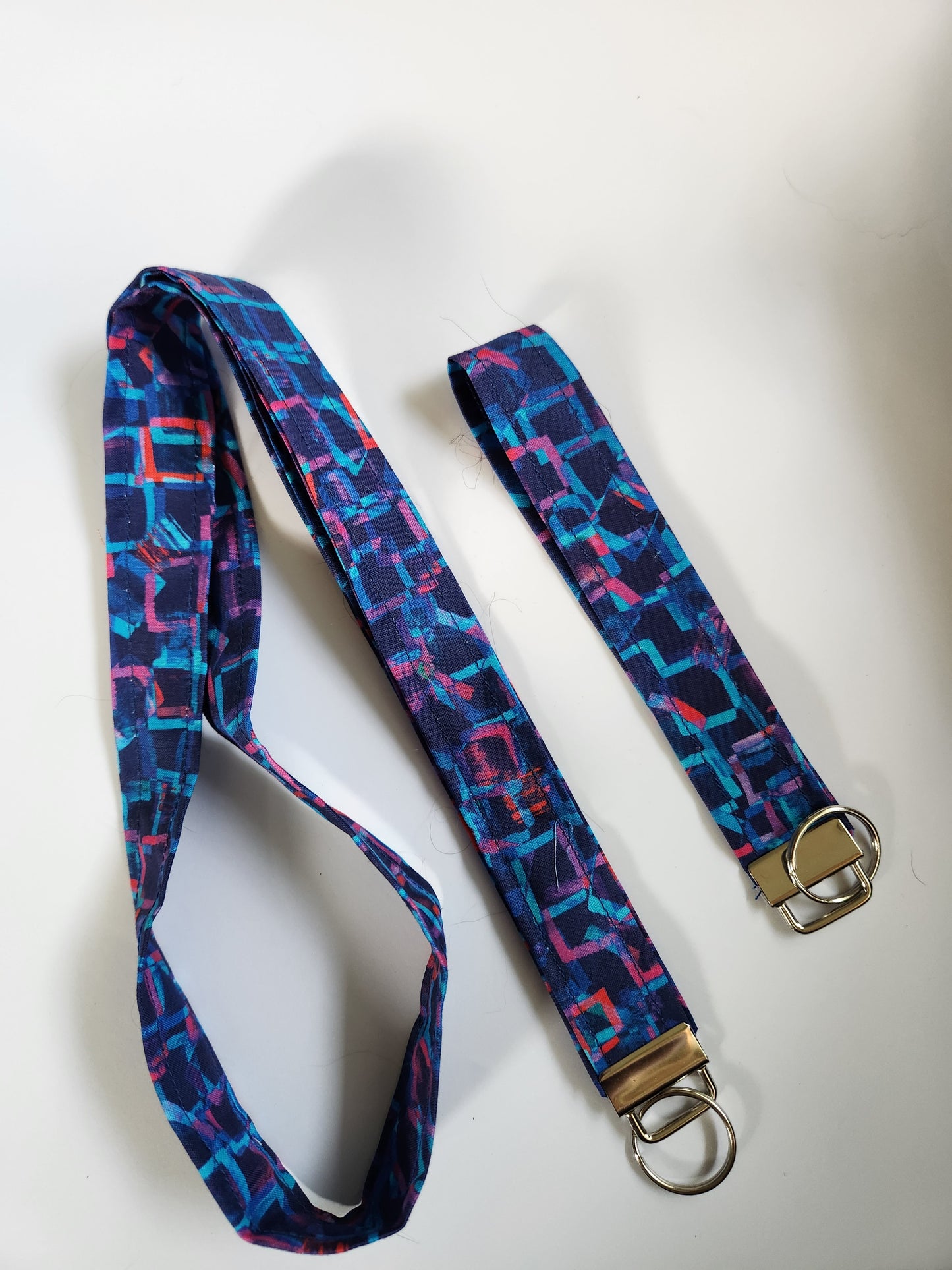 Cubes on Blue Wrist Lanyard for Keys