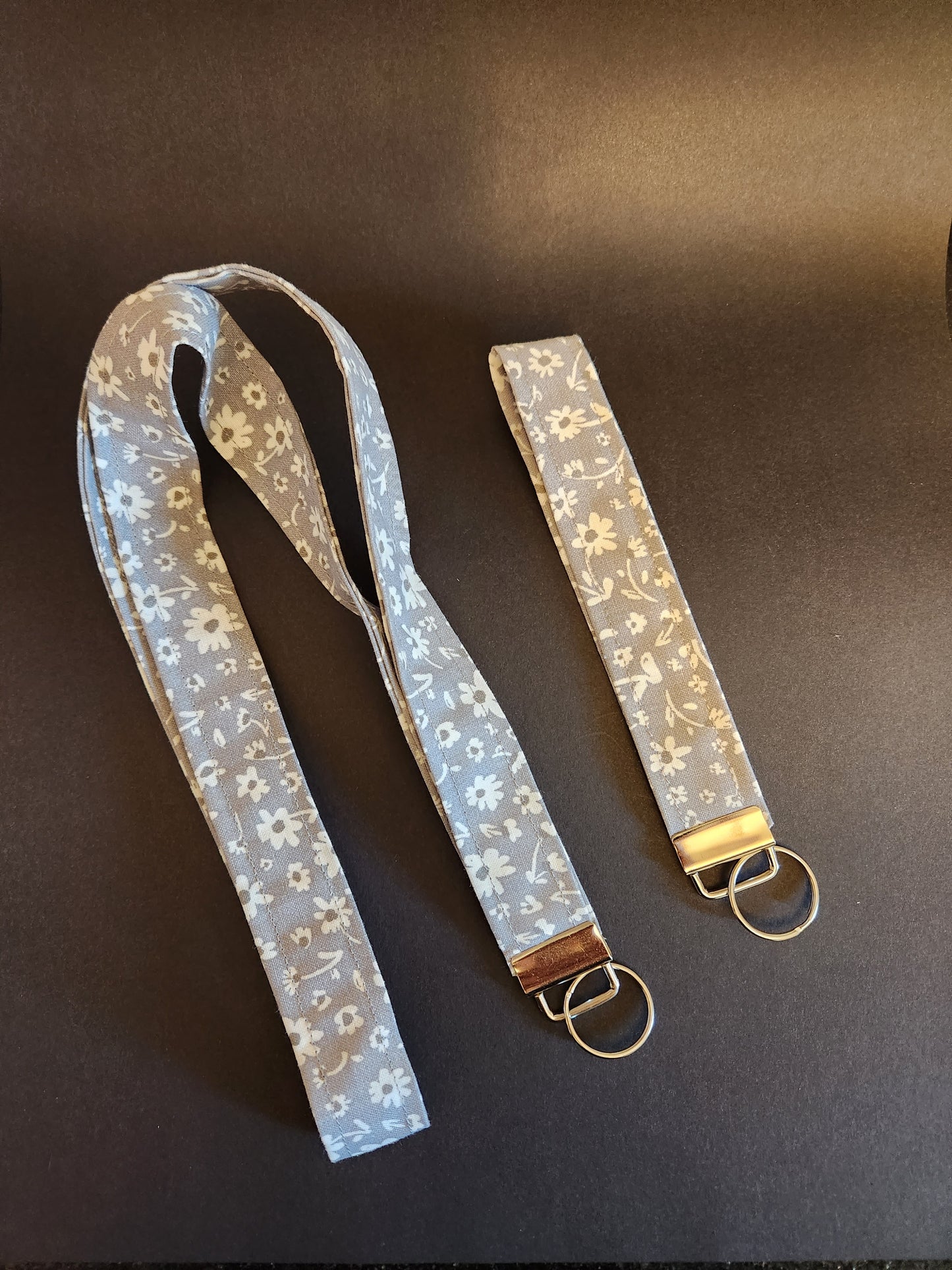 Grey Floral Wrist Lanyard for Keys