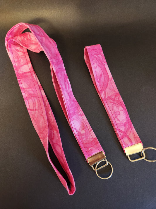 Pink Watermark Wrist Lanyard for Keys