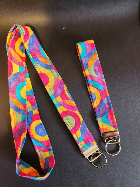 Rainbow Bullseye Wrist Lanyard for Keys