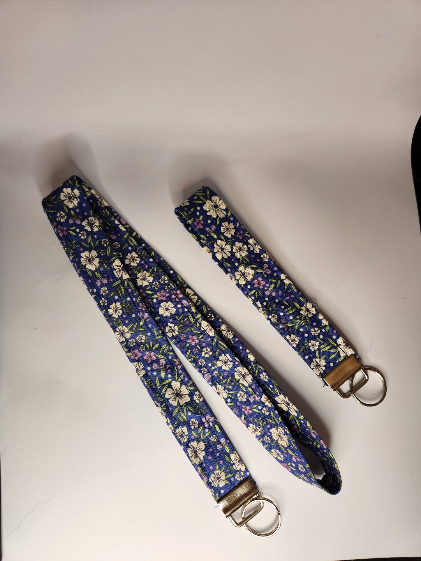 Blue Floral Wrist Lanyard for Keys