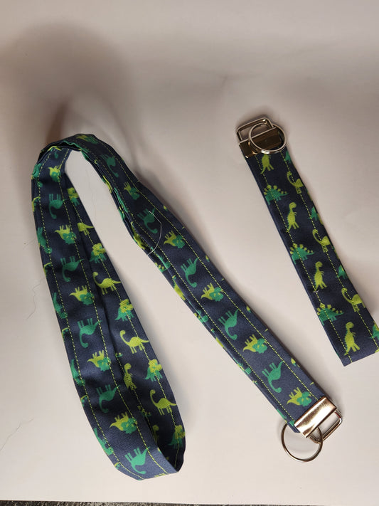 Green Dinos Wrist Lanyard for Keys